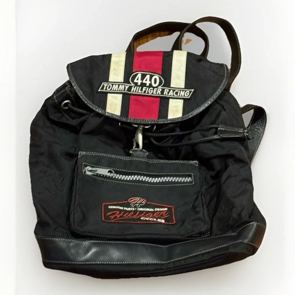 Vintage Tommy Hilfiger Racing Backpack Motorcycle Bag Harley F1 RRL Rare